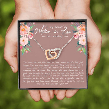 Mother In Law (Mahogany) Wedding Interlocking Hearts Necklace - Love You This Much